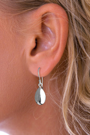 Silver Polished Petal Drop Earrings