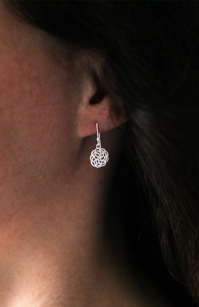 Silver Rose Drop Earrings