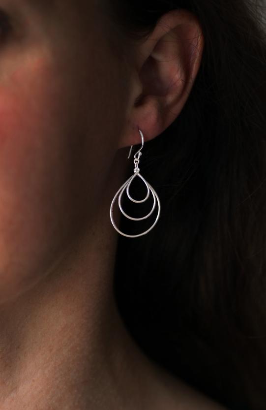 Silver Triple Drop Earrings