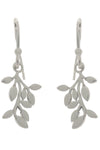 Silver Leafy Branch Drop Earrings