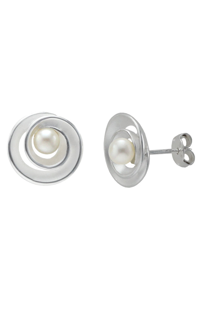 Pearl Swirl Silver Earrings