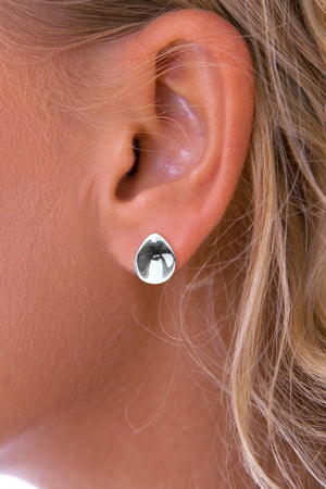 Polished Silver Petal Earrings