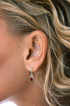Silver Earrings Garnet Drop