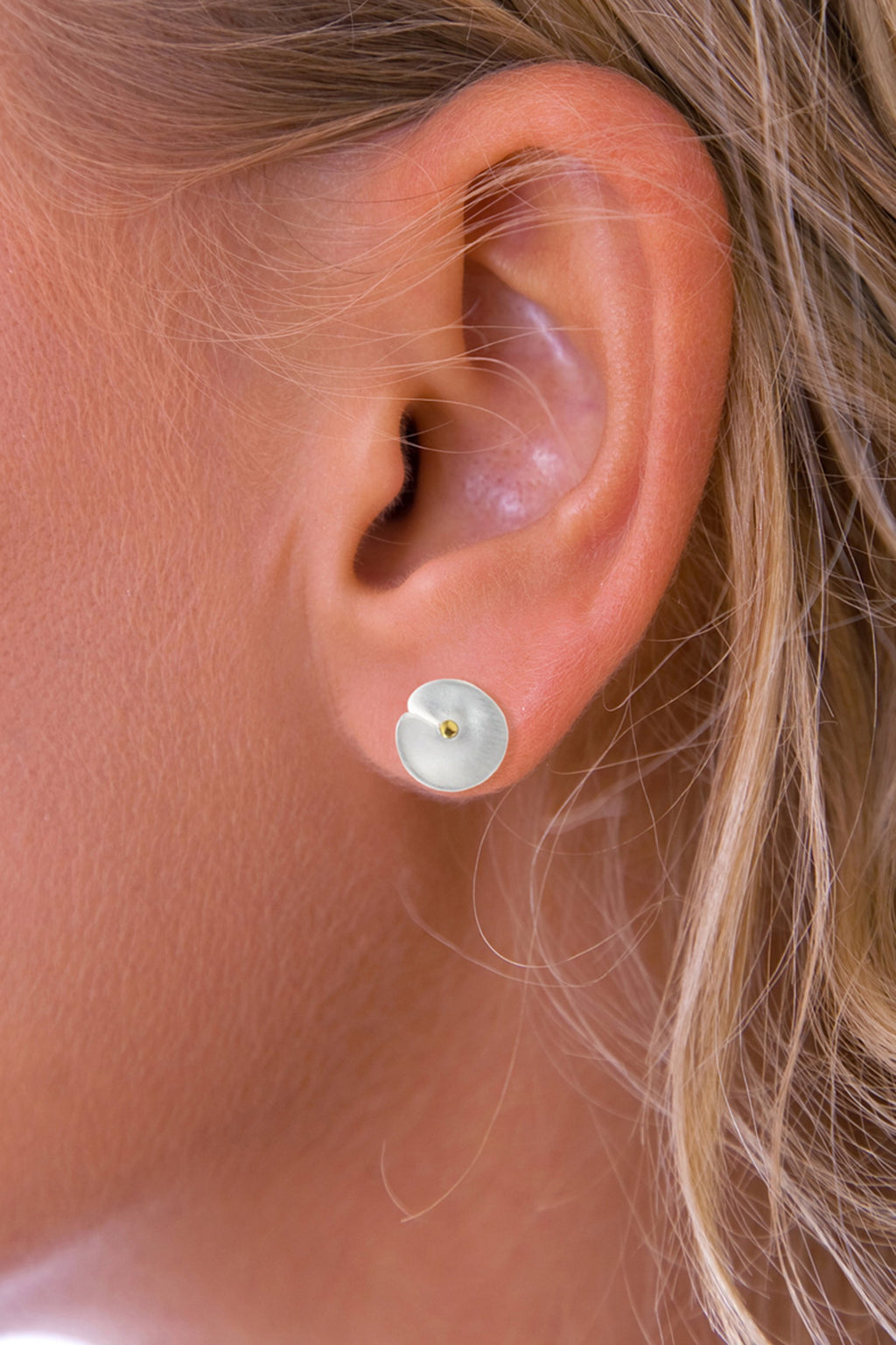 Brushed Silver Lily Pad stud earrings