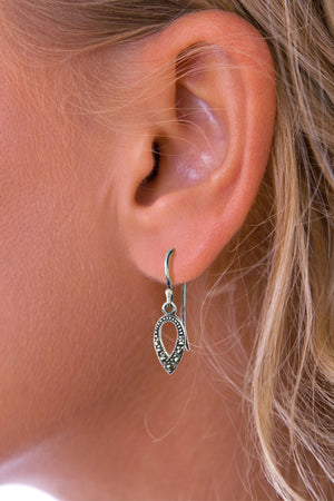 Marcasite Teardrop Silver Earrings