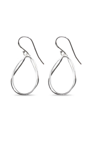 Silver Earrings Double Loop Drop