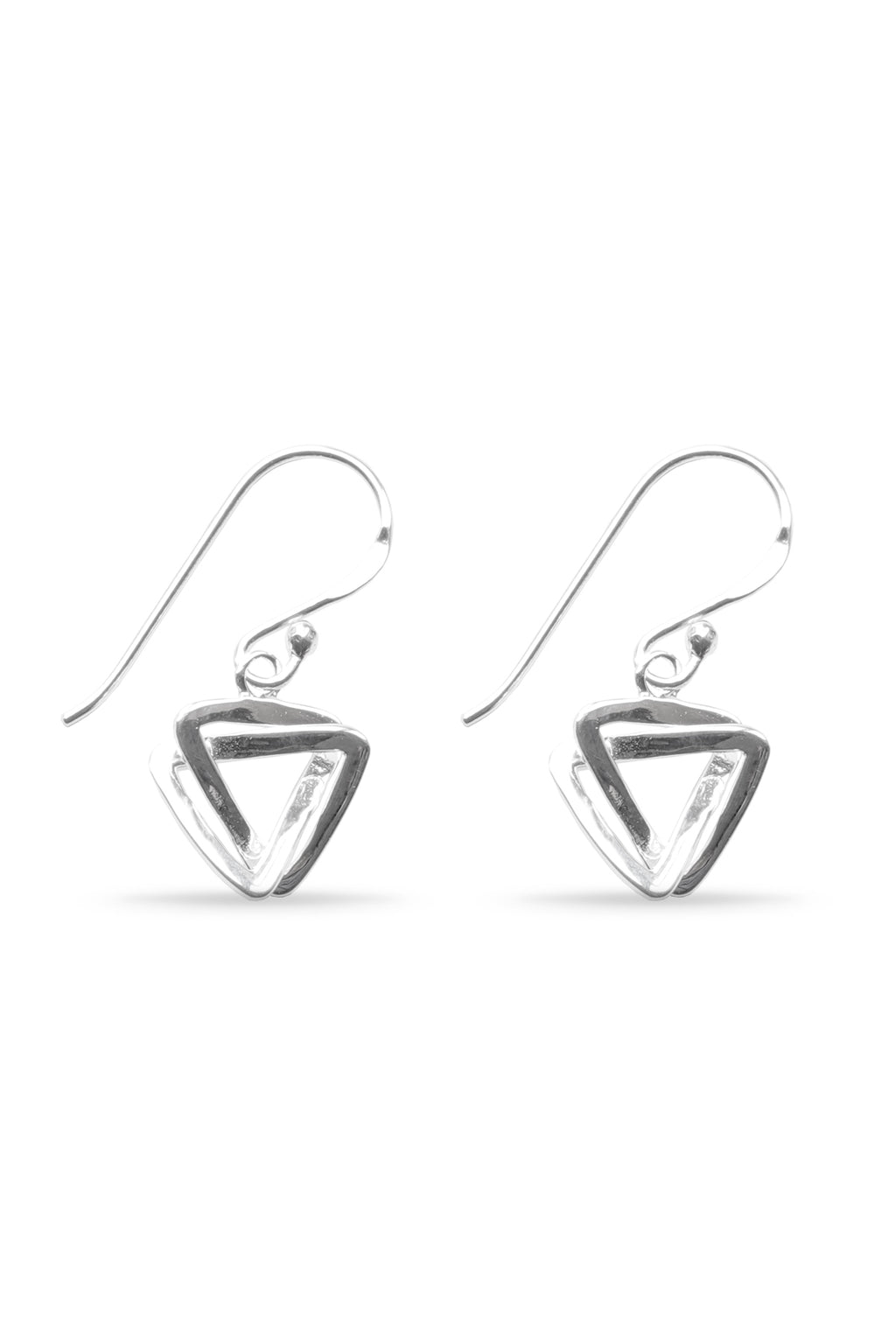 Silver Earrings Double Triangle Drop