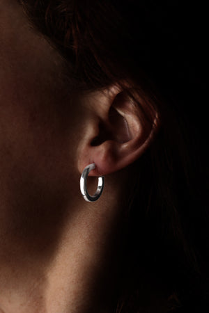 Silver Squared Hoop Earrings