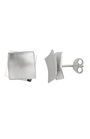 Silver double square stud earrings / Nina B Jewellery