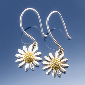 Silver Flower Gold-Plated Drop Earring