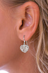 Silver Heart Nest Drop Earrings