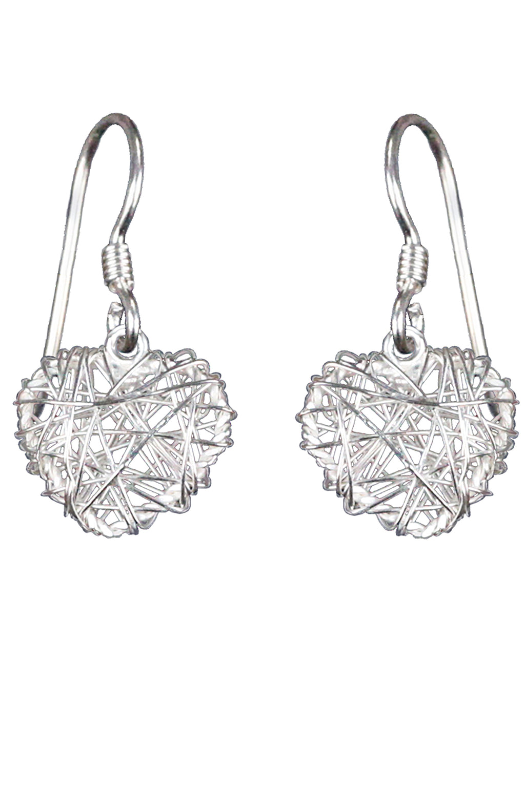 Silver heart nest drop earrings / Nina B Jewellery