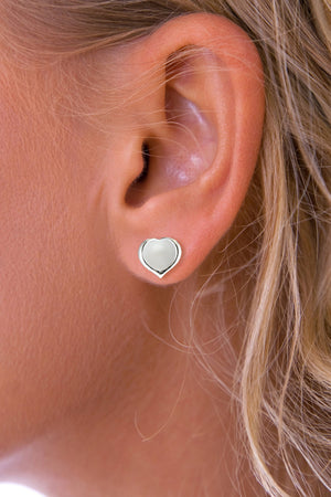 Brushed Silver Heart Earrings