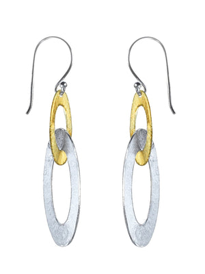 Silver linked loop drop earrings