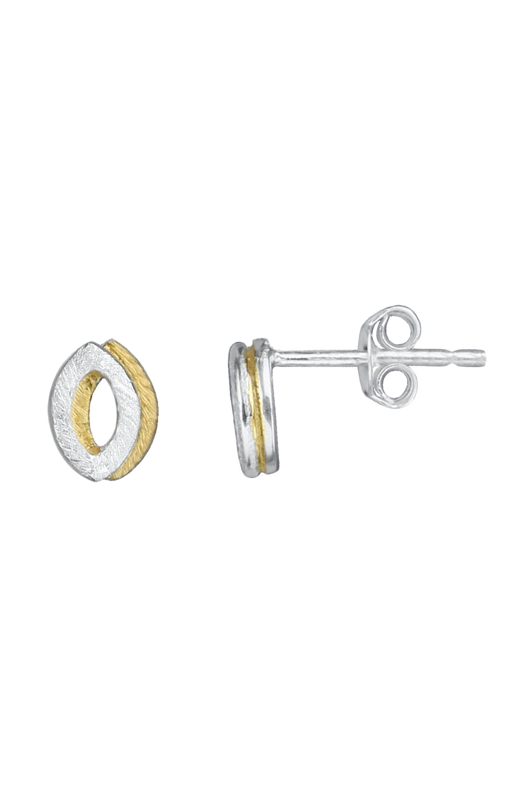 Brushed silver & gold plating stud earrings / Nina B Jewellery