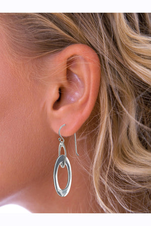 Silver linked loop drop earrings