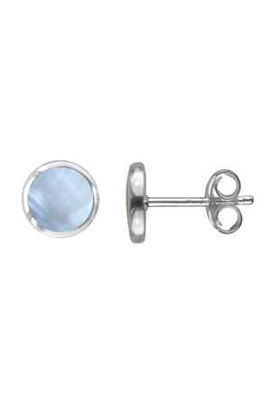 Blue Mother of Pearl Silver Earrings | Nina B Jewellery