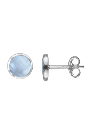 Azulite Circular Silver Earrings