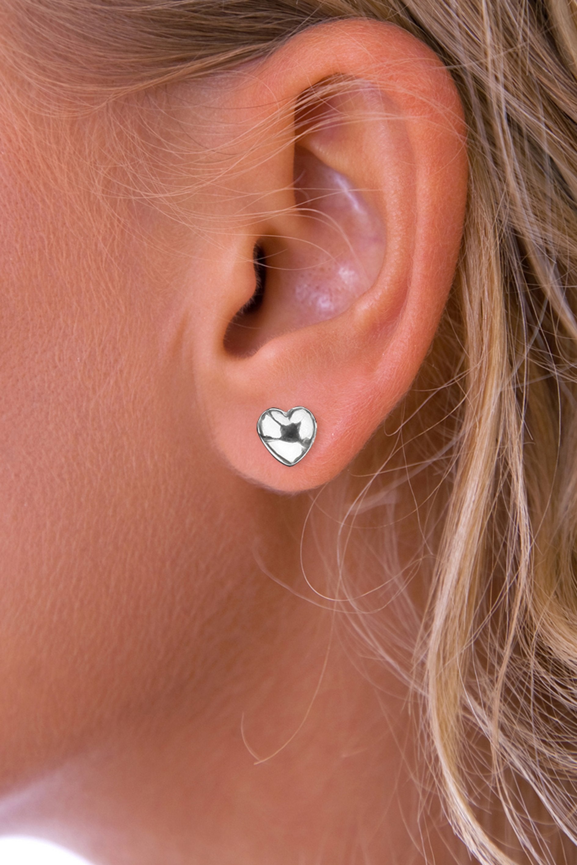 Sterling Silver Open Heart Post Back Stud Earrings