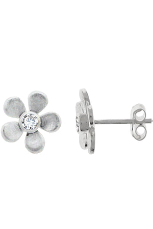 Polished Silver Flower stud earrings