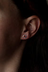 Silver Small Round Semi-Precious Stone Stud Earrings