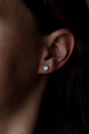 Silver Small Round Semi-Precious Stone Stud Earrings