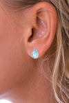 Silver Teardrop Blue Topaz Stud Earrings
