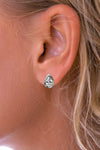 Silver Teardrop CZ Stud Earrings