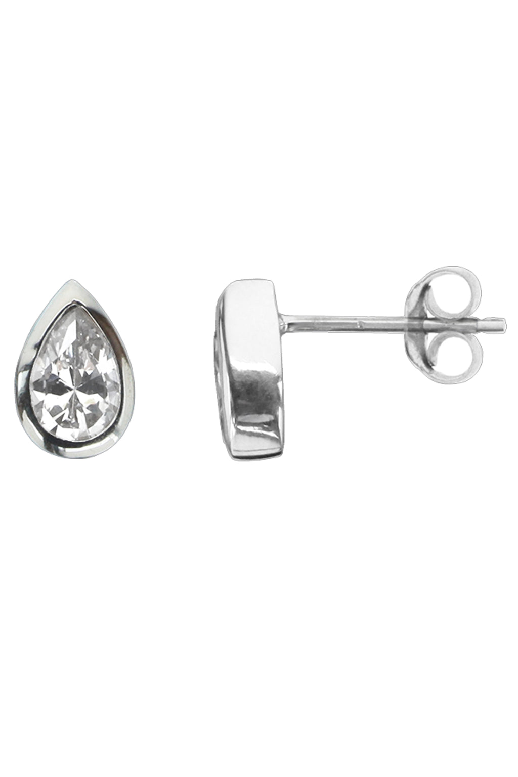 Silver Teardrop CZ Stud Earrings