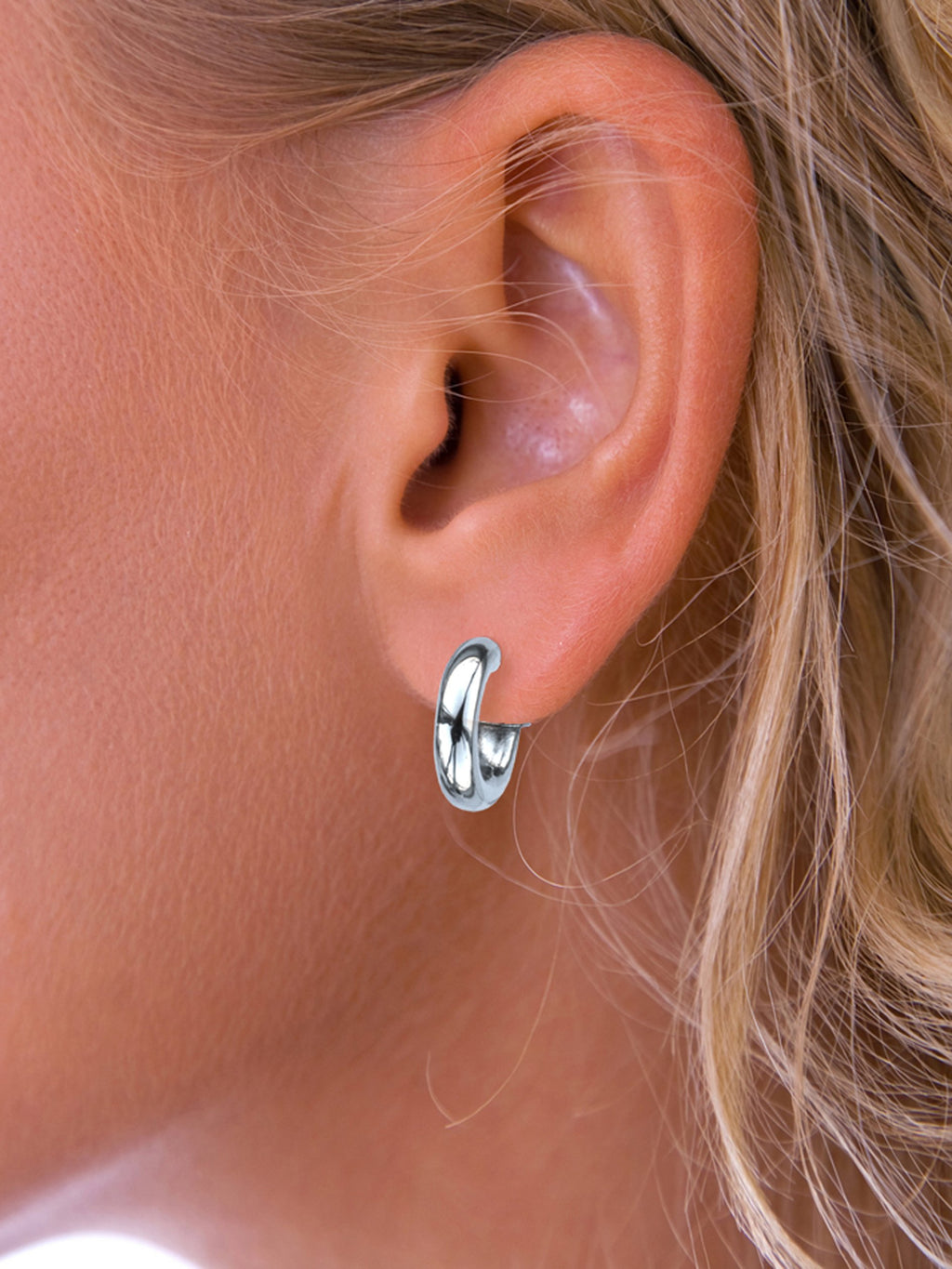 Silver small chunky hoop earrings