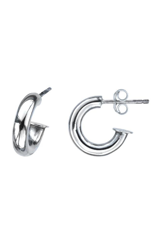 Silver small chunky hoop earrings / Nina B Jewellery