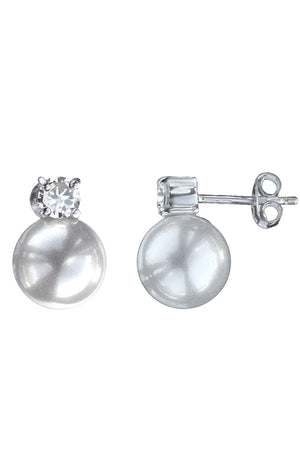 Silver Pearl Drop Earrings with CZ