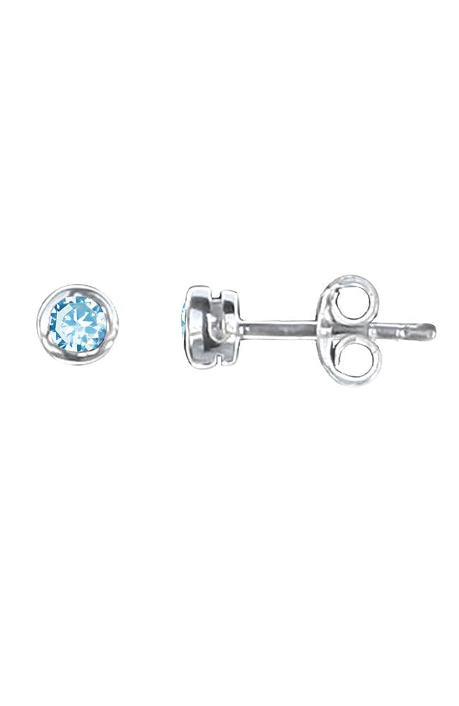 Silver Small Round Semi-Precious Stone Stud Earrings