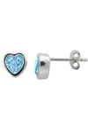 Silver Heart Amethyst Stud Earrings