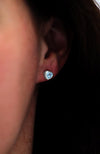 Silver Heart Blue Topaz Stud Earrings