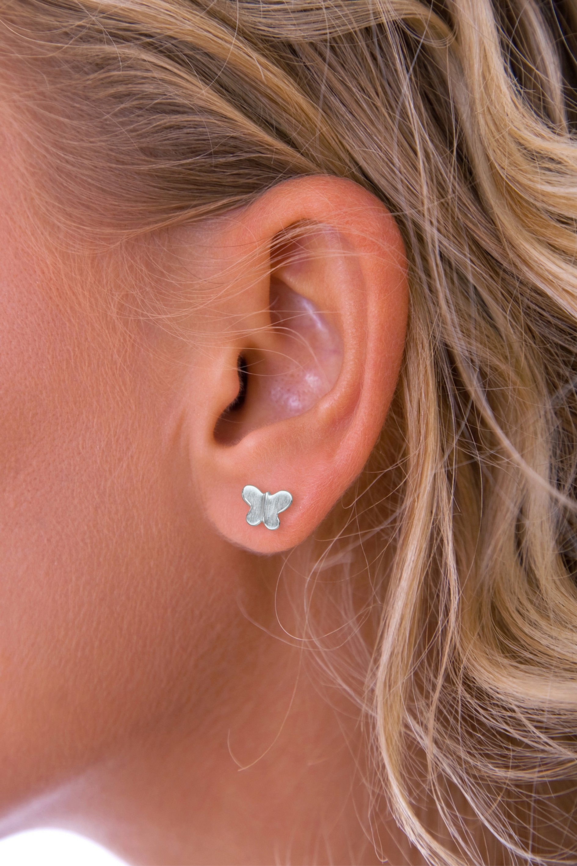 Silver Butterfly Stud Earrings – NinaBreddal - Main Image