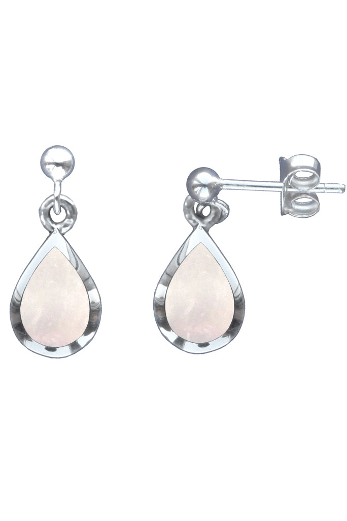 Silver Raindrop Mother of Pearl Earrings