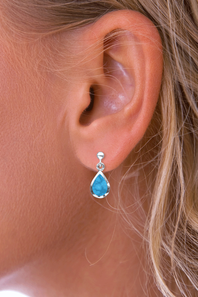 Silver Raindrop Turquoise Earrings NinaBreddal