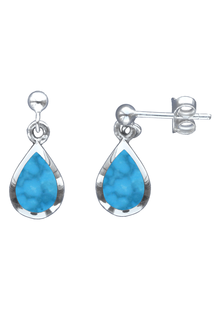 Silver Raindrop Turquoise Earrings