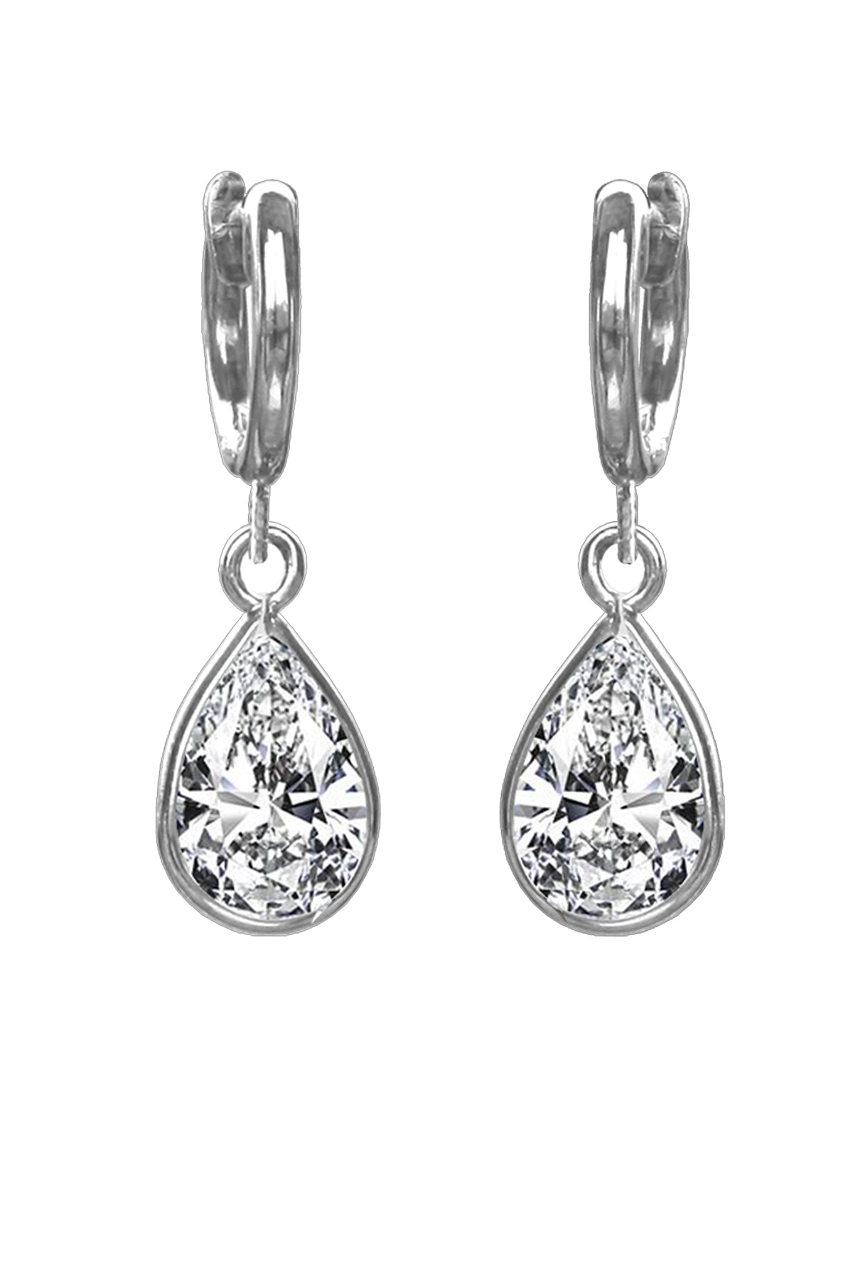 Silver Cubic Zirconia Pear Drop Earring – NinaBreddal
