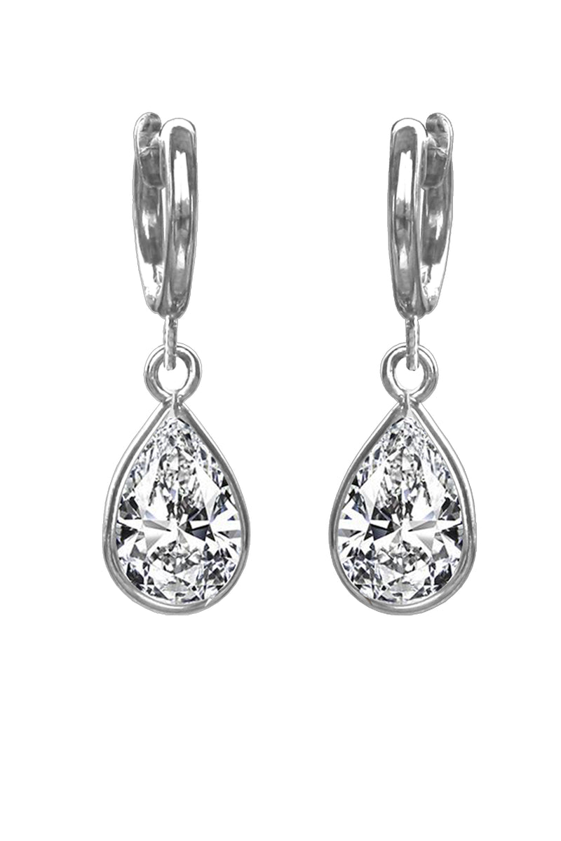 Clip-On Classic Wedding Earrings with CZ Pear Drop