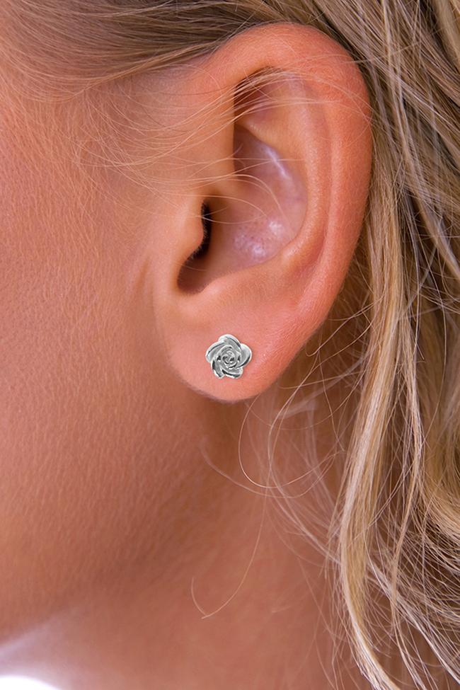 Silver Rose Stud Earrings