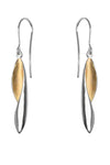 Silver Long Drop Earrings with Gold detail