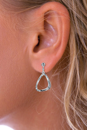 Open Drop Silver Earrings