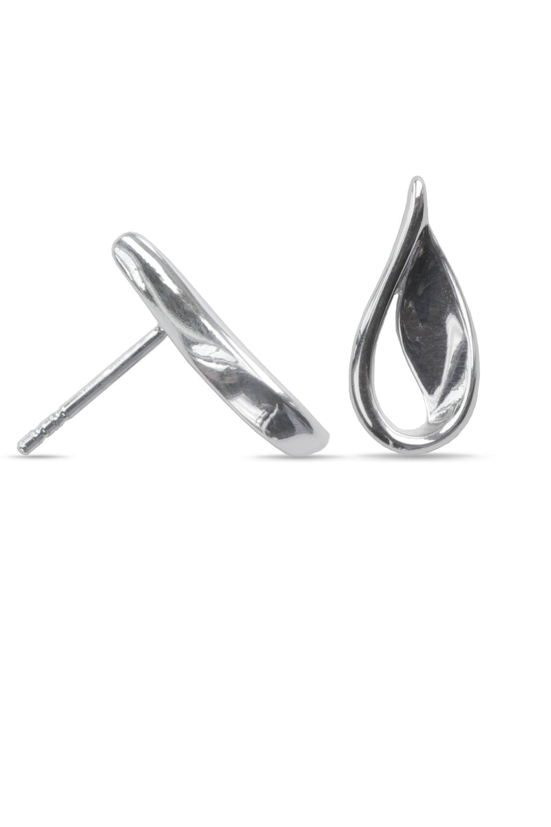 Silver Polished Open Drop Studs