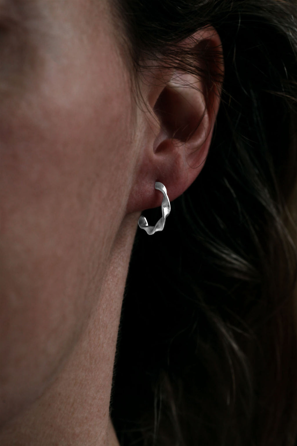 Silver Twisted Hoop Earrings