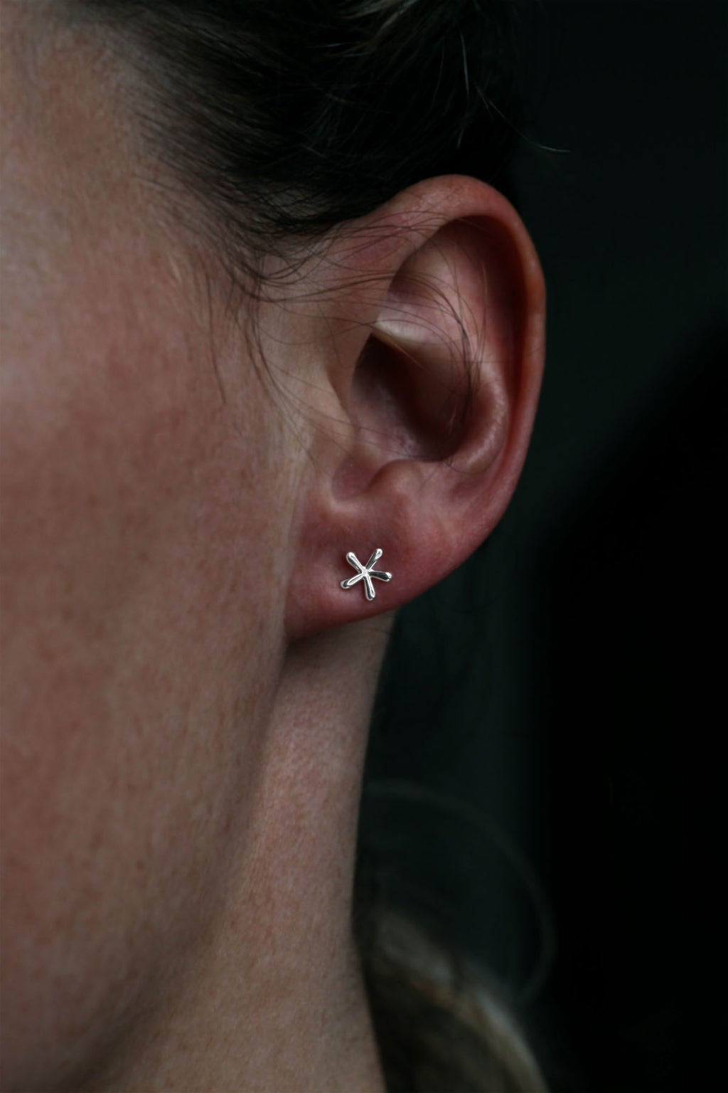 Tiny Starburst Silver Earrings