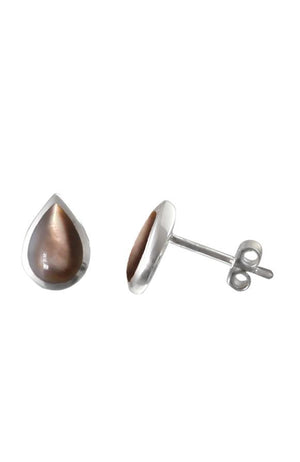 Grey Mother of Pearl Silver Stud Earrings / Nina B Jewellery