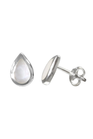Silver Mother of Pearl Teardrop Stud Earring / Nina B Jewellery