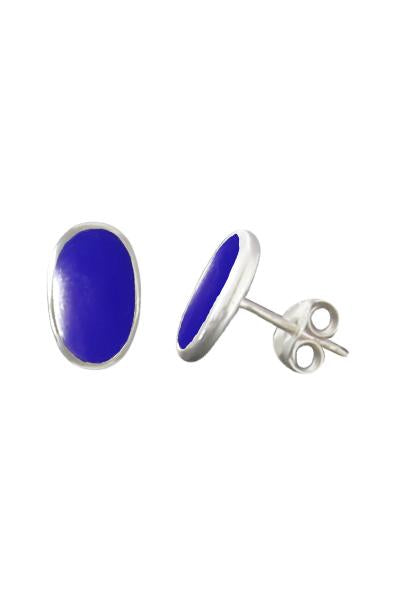 Lapis Lazuli Silver Oval Stud Earrings / Nina B Jewellery